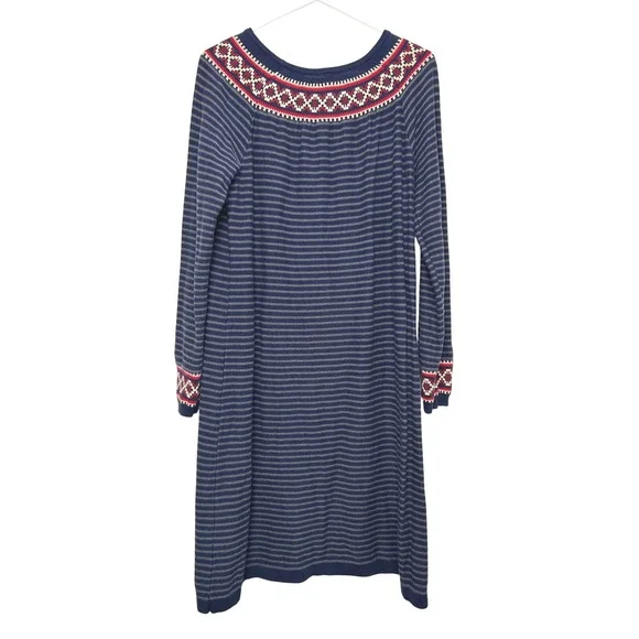 Hanna Andersson Dress Women's L Striped Knit Long Sleeve cotton‎ winter nordic - Picture 2 of 8
